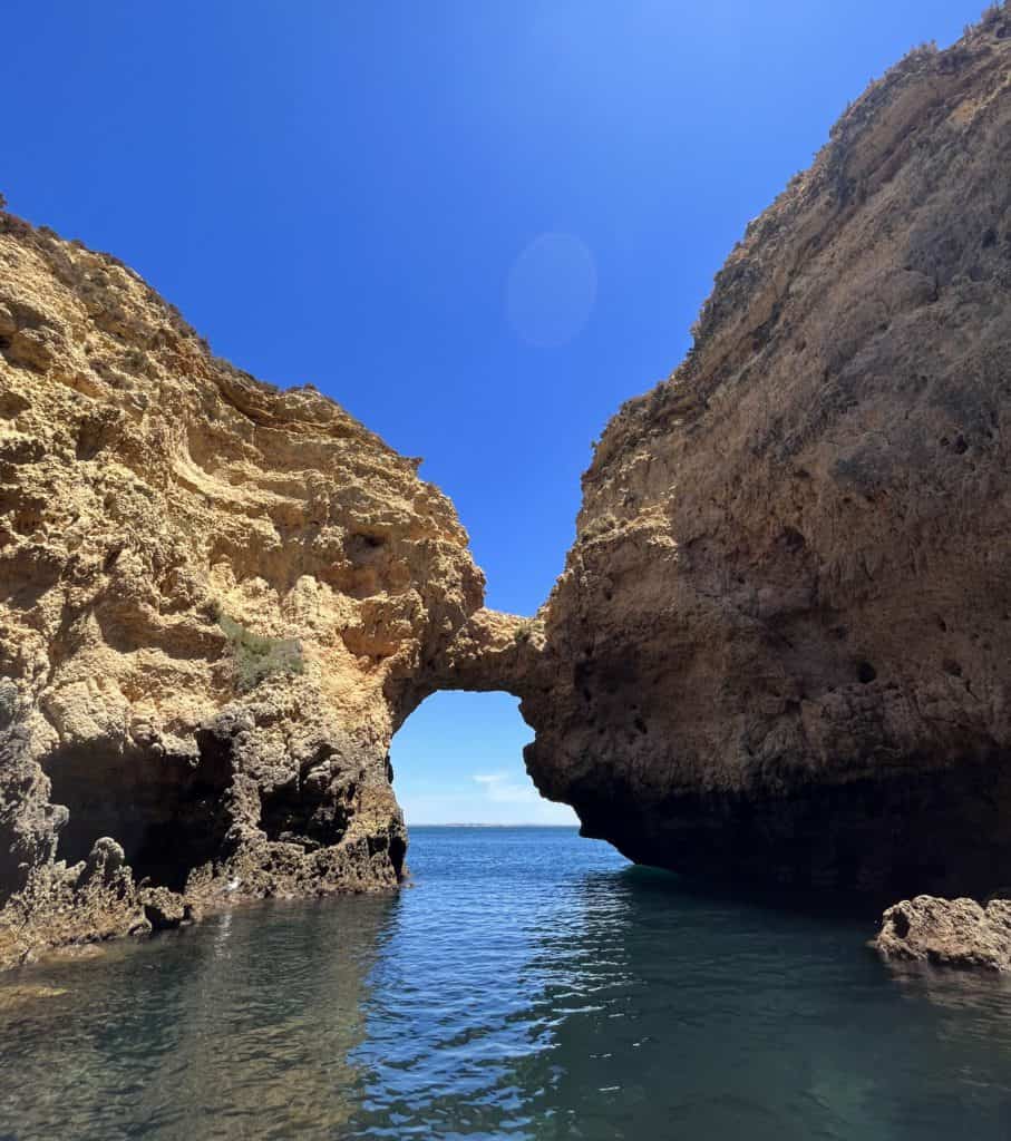 Rocks along the ocean in Lagos Portugal