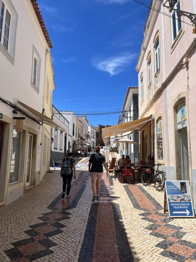 cobblestone streets in old town Lagos in the Algarve region of Portugal's South 