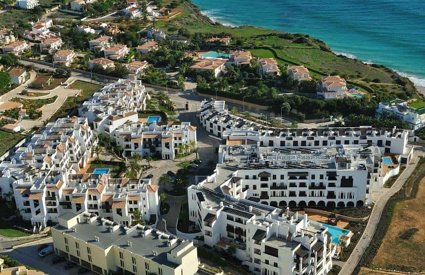 Aerial view shot of Belmar Spa and Beach Resort