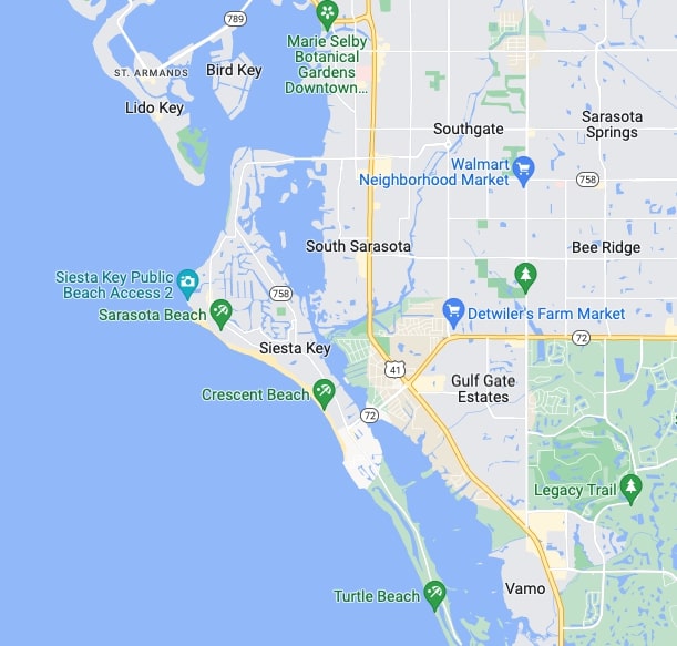 Siesta Key Beaches Map 