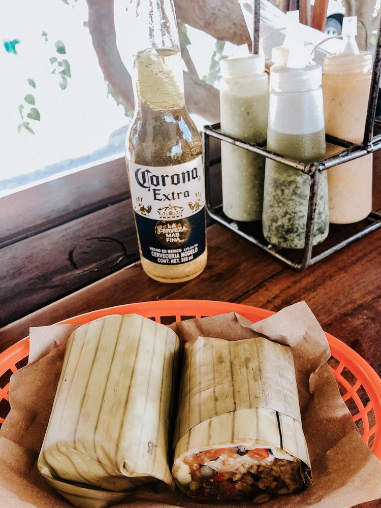 vegan burrito with corona beer from burrito amor tulum
