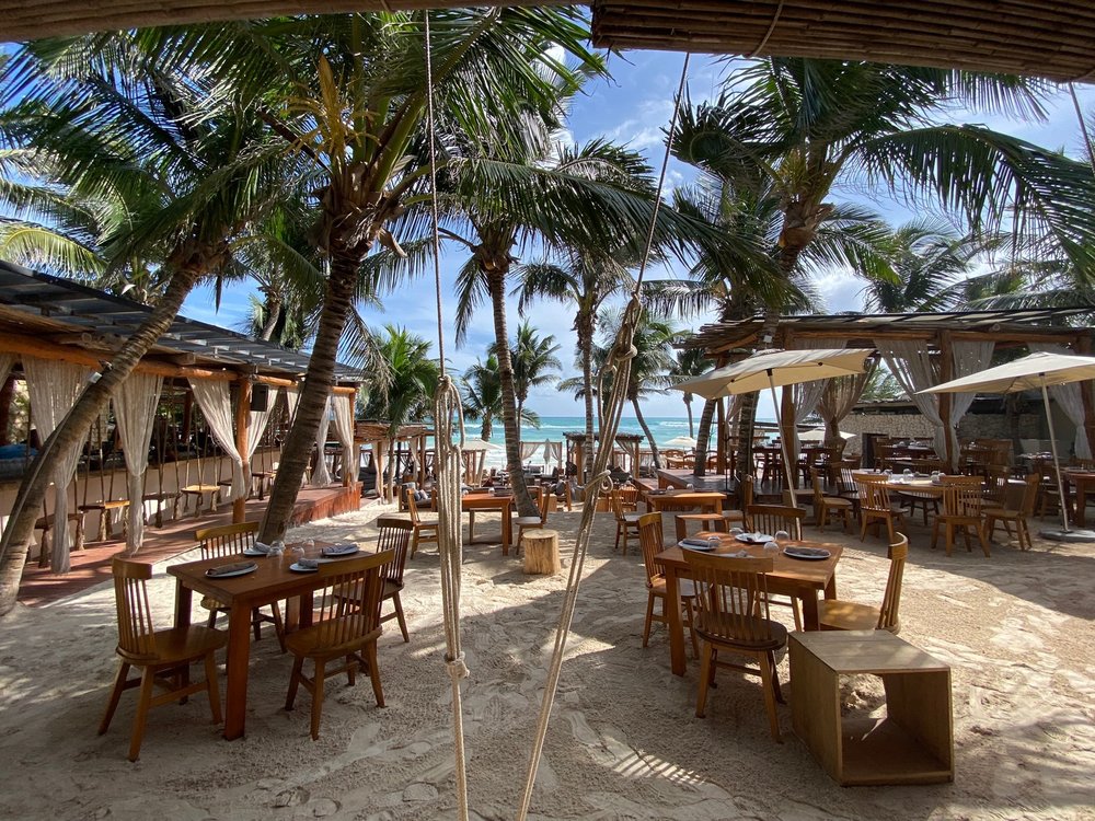 outside view of dining area at beachfront restaurant taboo tulum