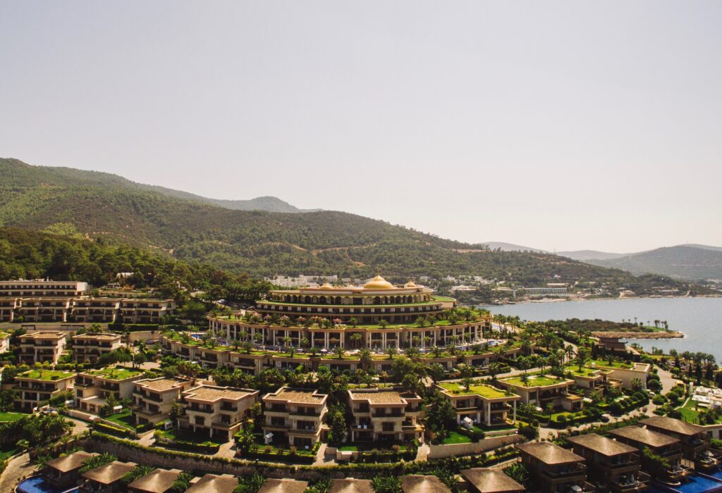 waterfront resorts alongside the sea in Bodrum Turkey 