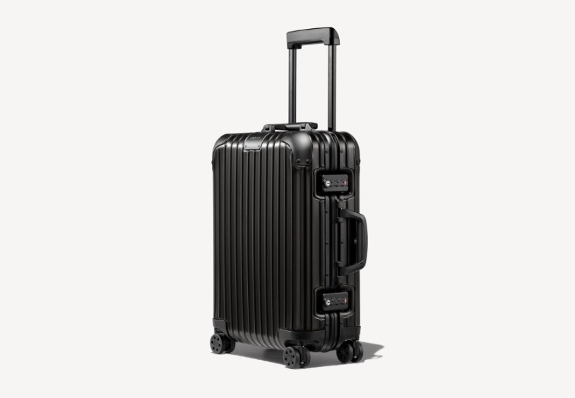 black rimowa carry on luggage bag