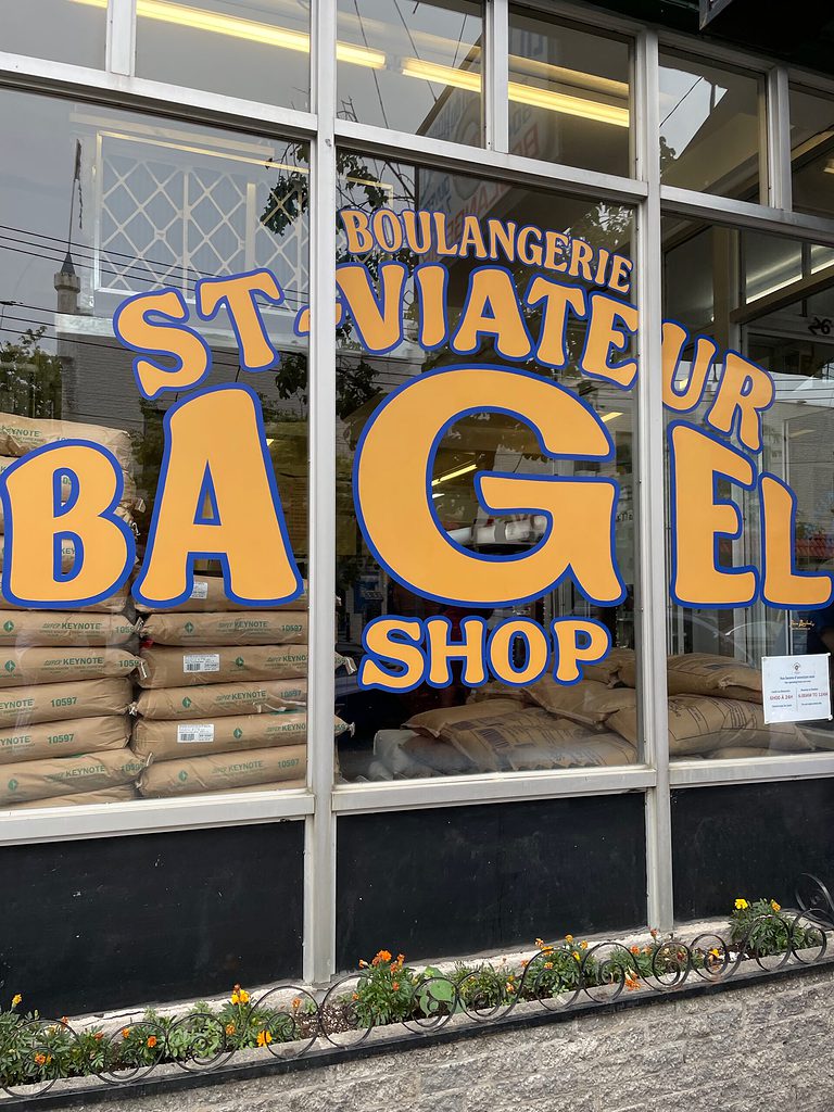 photo of exterior st viateur bagel shop in downtown montreal