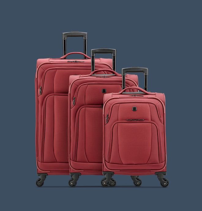 set of red soft outer shell swissgear luggage 