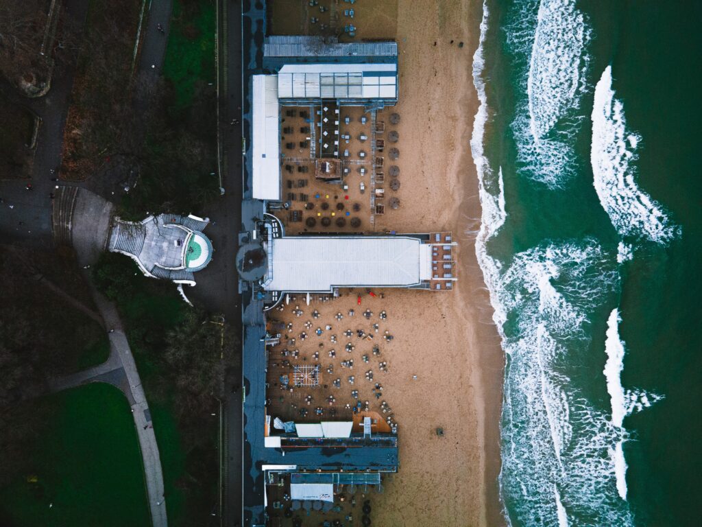 aerial view of varna beach featuring beach goers and barsin bulgaria 