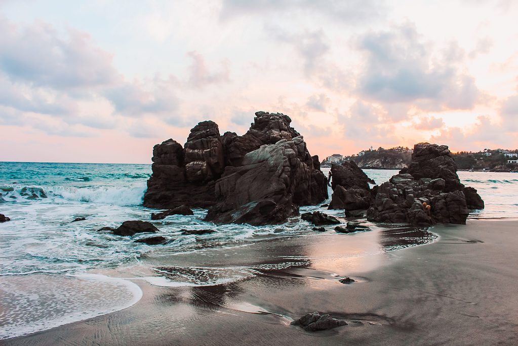 sunset on the beach in Oaxaca, Mexico