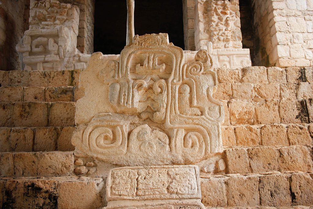 Ancient artifact at the Mayan Museum in Cancun Mexico