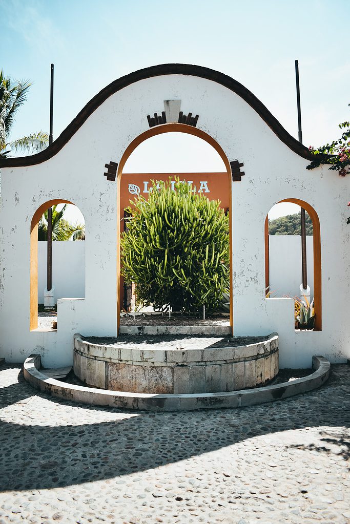 beautiful white building arch in Santa Maria Huatulco, Oaxaca 