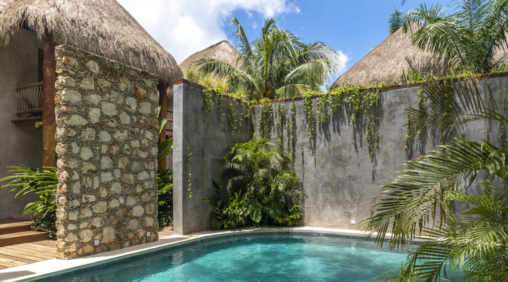 stunning pool at the Casa Hormiga hotel in Bacalar