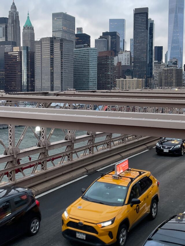 views of the New York City skyline from the Brooklyn Bridge