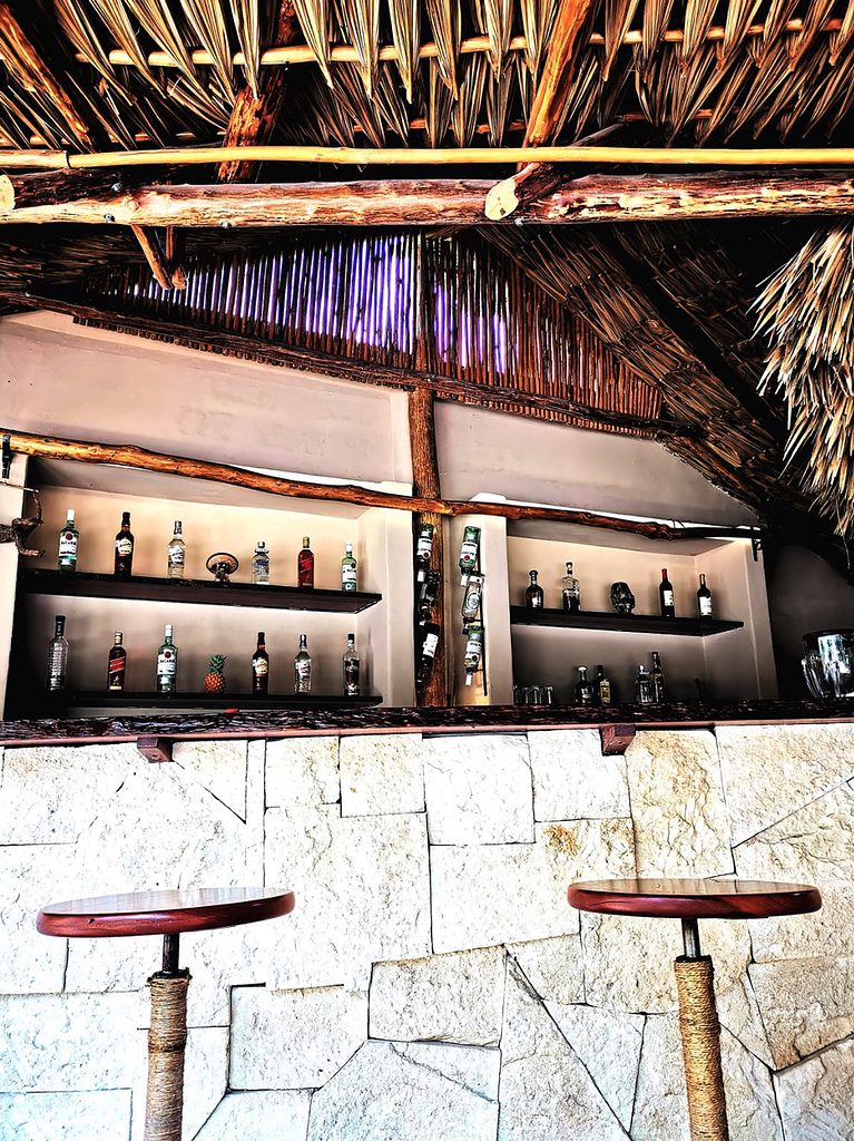 beautiful palapa bar at the Circulo Hotel in Bacalar, Mexico