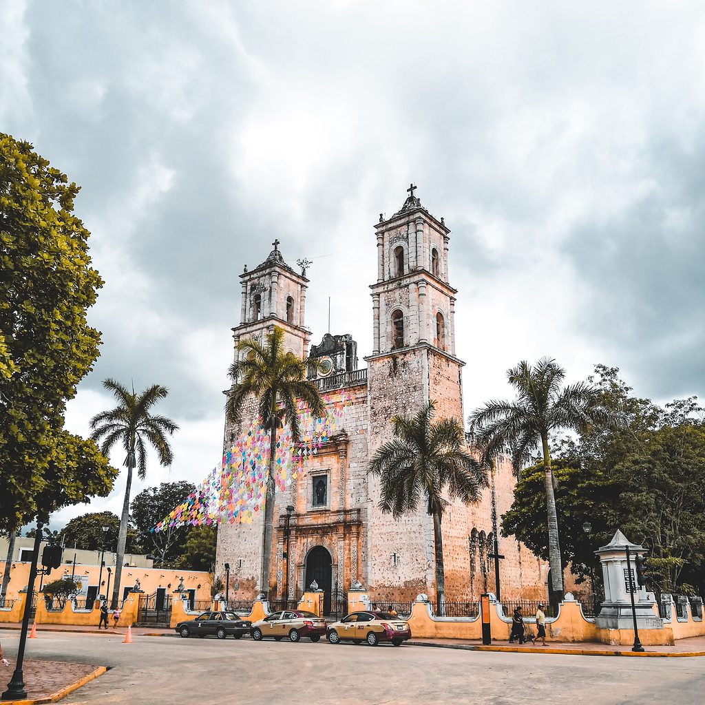 the famous church in the city centre of Valladolid, Mexico