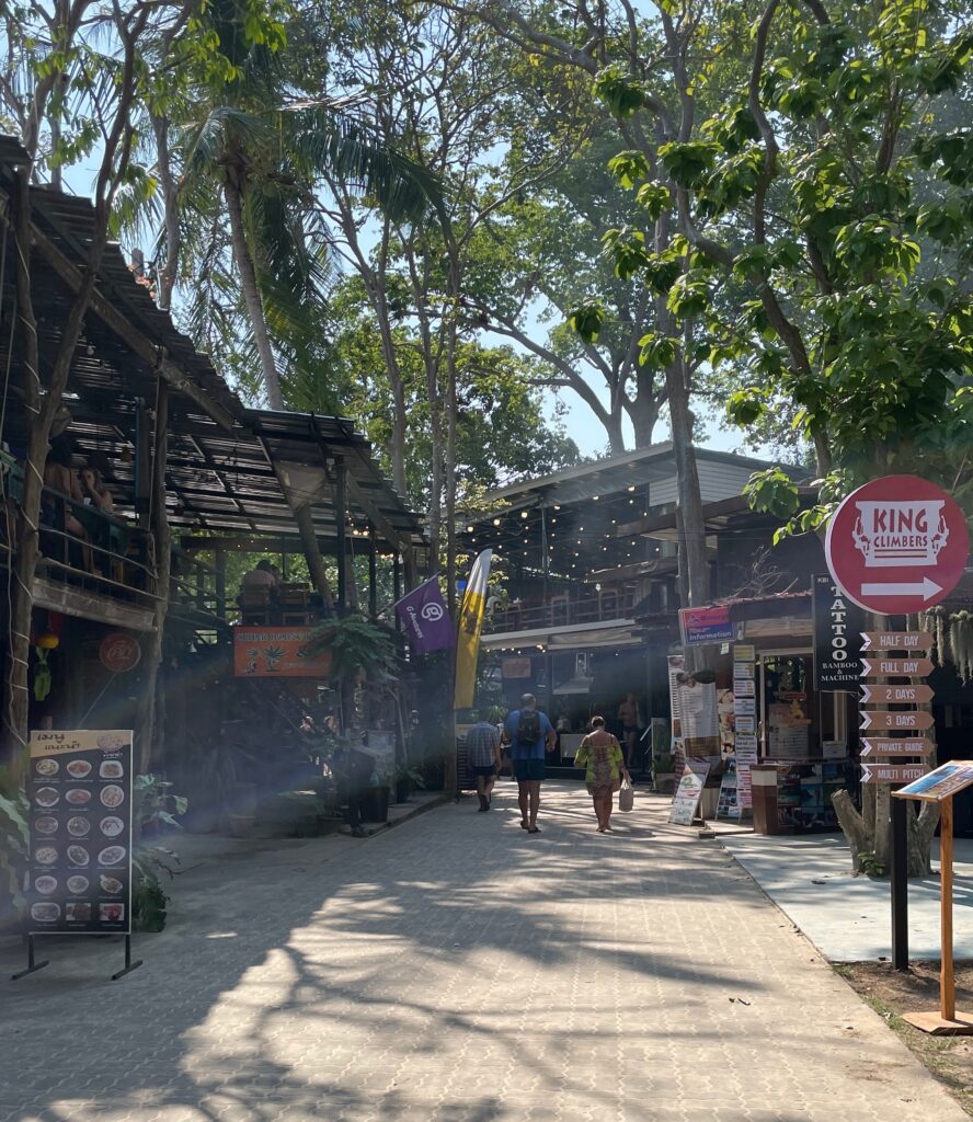 the main walking street in Railay Beach empty in the morning hours