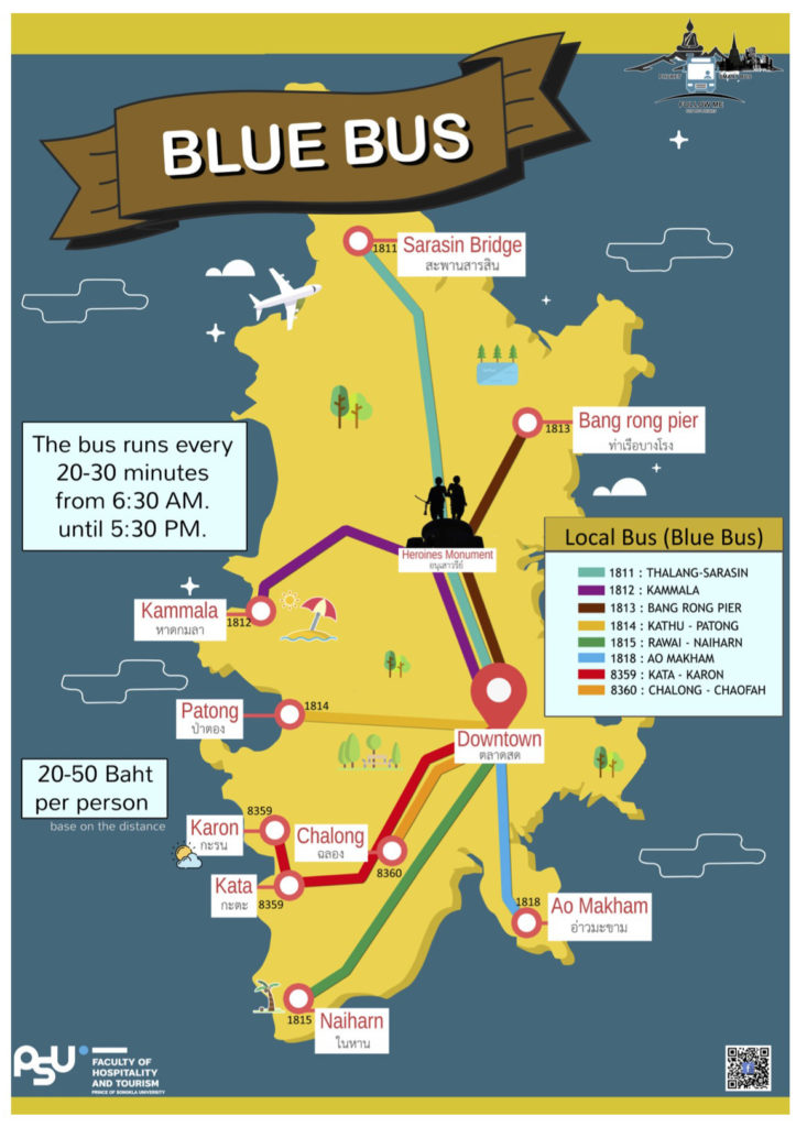 route map for the local phuket blue bus