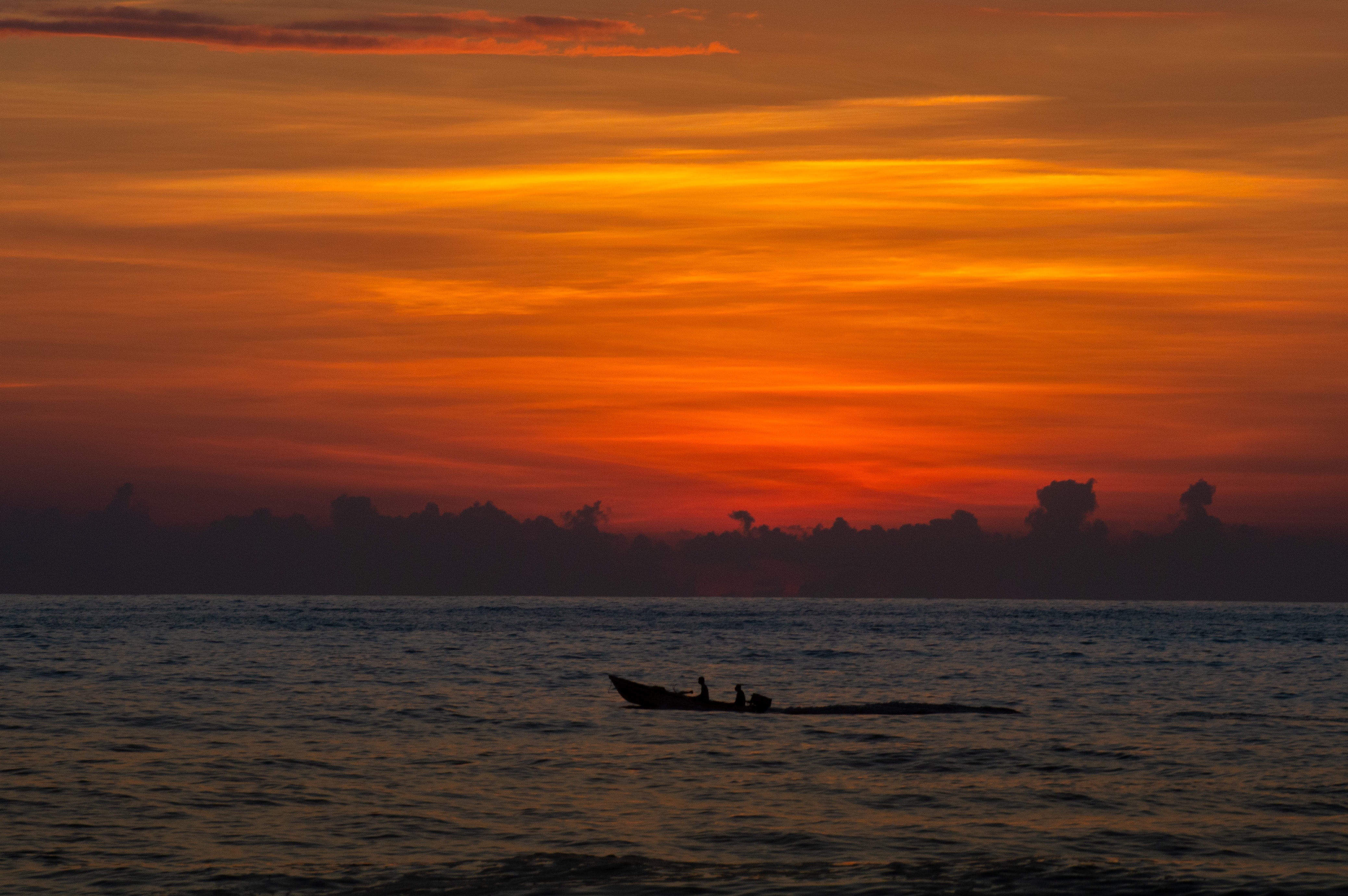 stunning sunset with various shades of orange colour in Puerto Escondido