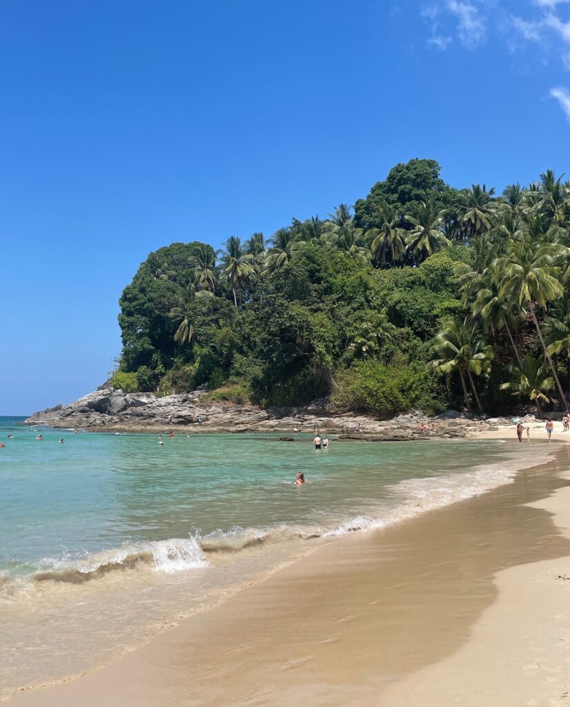 clear beautiful sand and turquoise waters at Surin Beach in Phuket