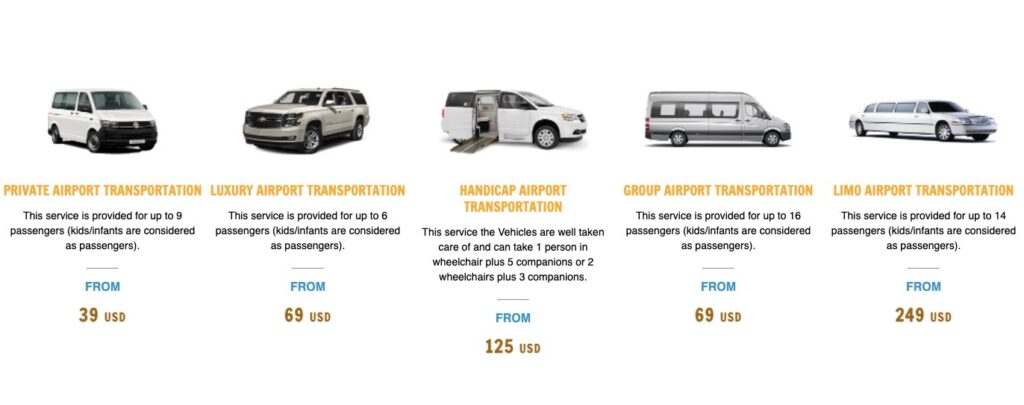 various different vehicle available for rental from Cancun Airport to any city in the Quintana Roo region 