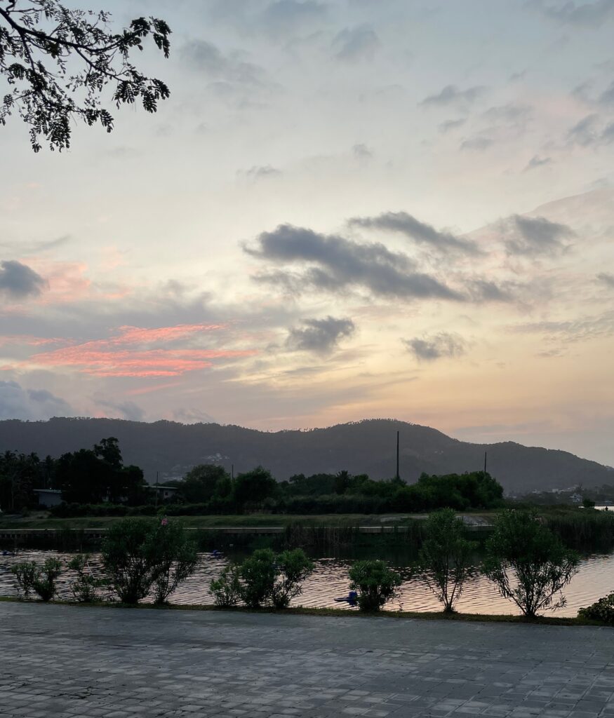 sunset overcasting over the Chaweng Lake on Koh Samui Island in Thailand