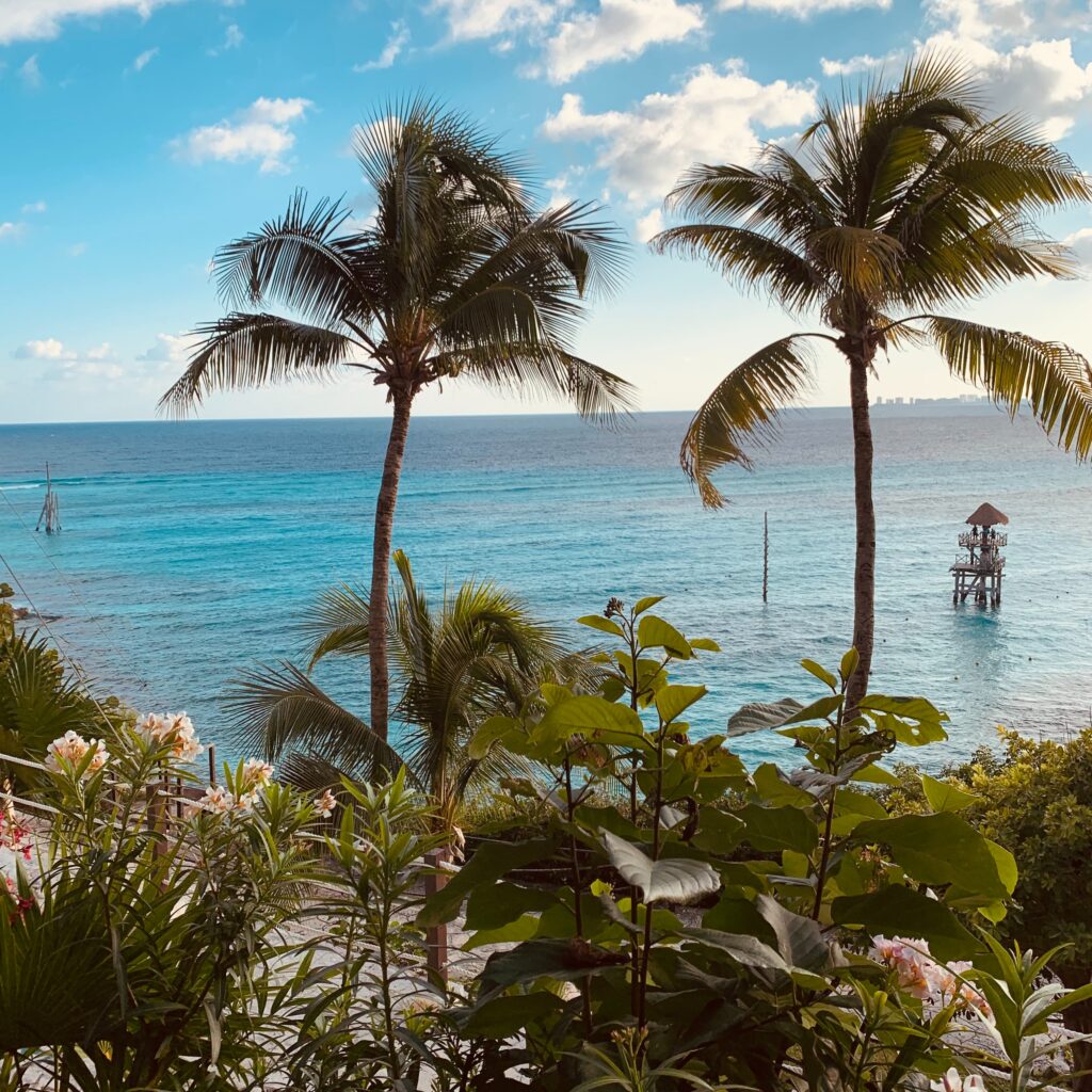 various shades of turquoise waters at Garrafon Reef Park in Isla Mujeres, Mexico