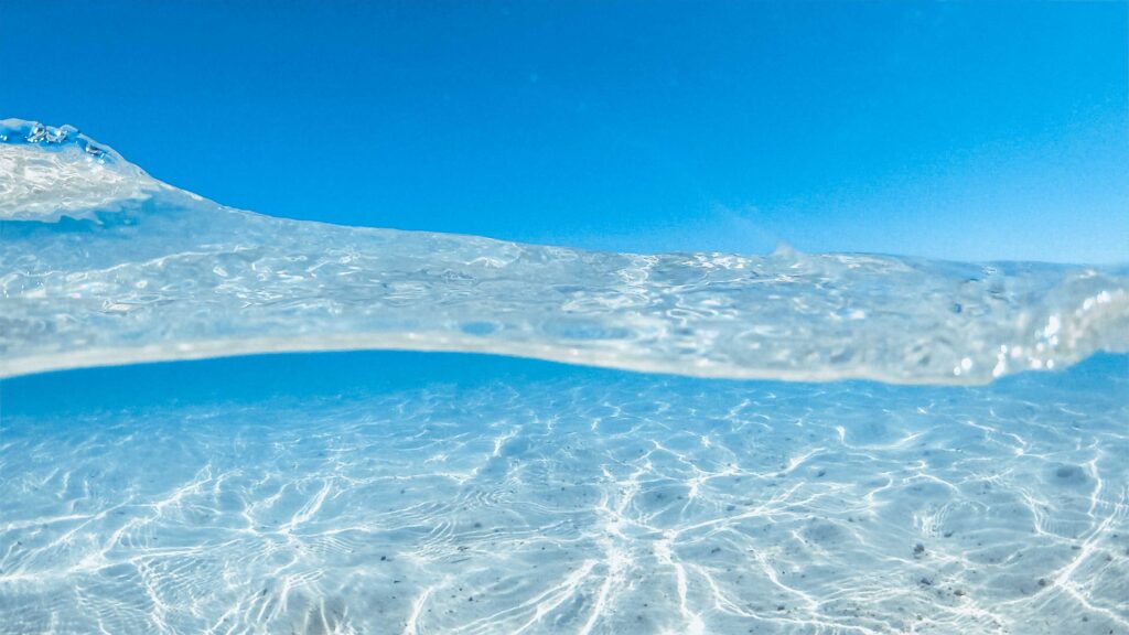 clear transparent turquoise blue water at Mahahual Beach