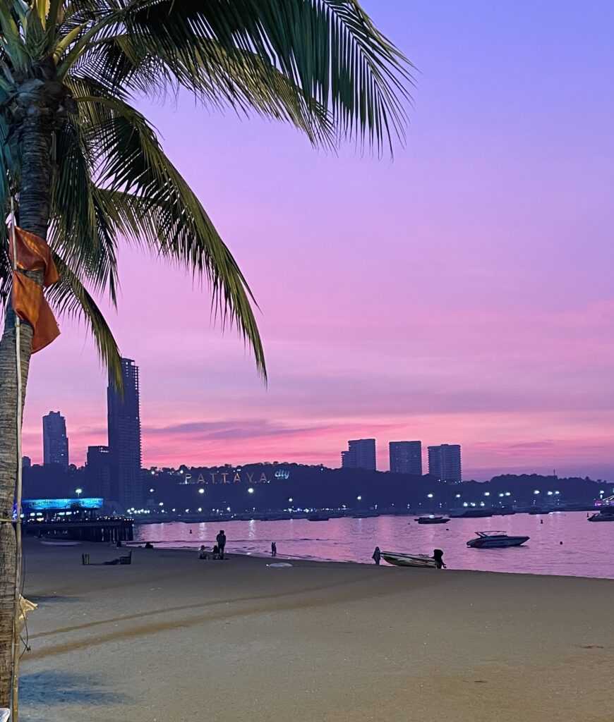 purple coloured skies during a vibrant sunset in Pattaya City