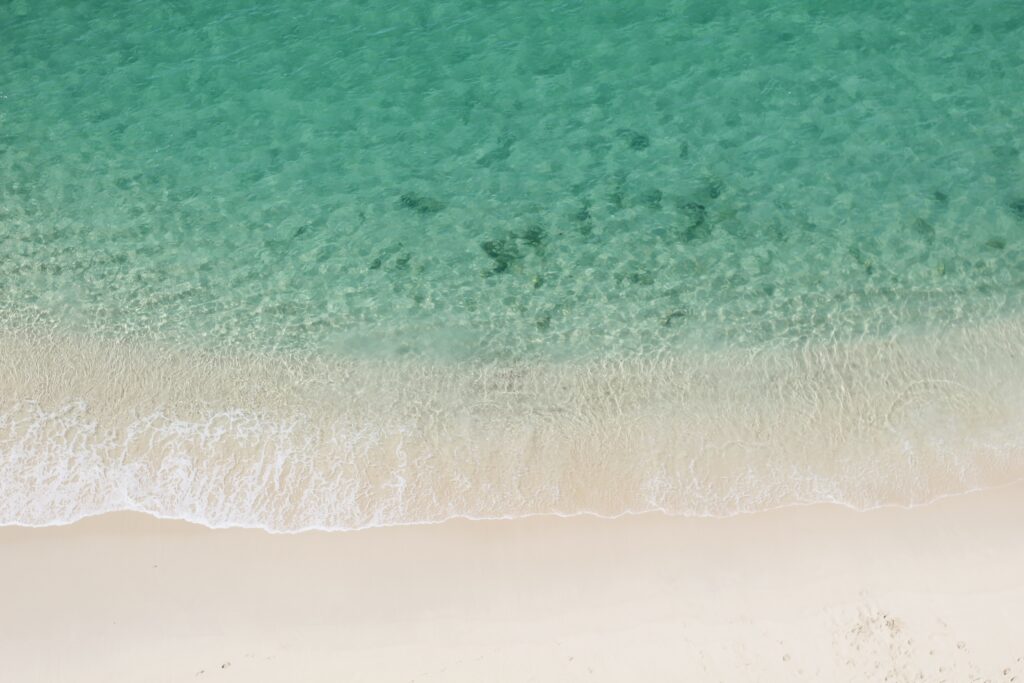 crystal clear turquoise waters at Riviera Nayarit beach in San Pancho, Mexico 