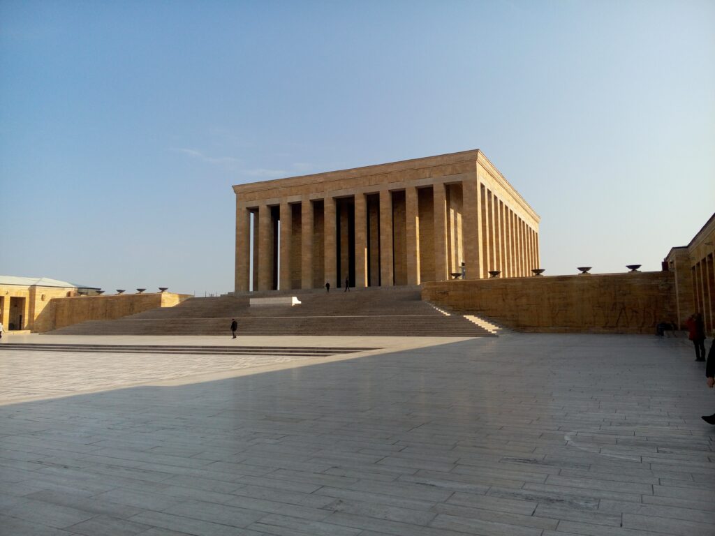 the stunning Antikabir Monument square empty during the early morning in Ankara, Turkey 