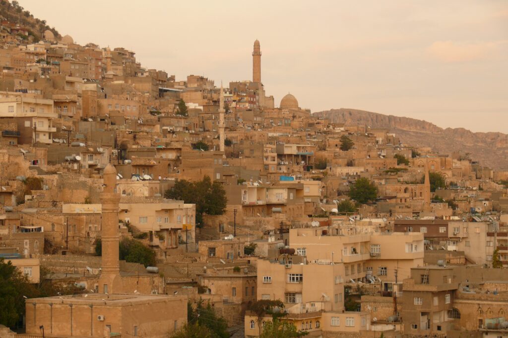 city views of the hilly ancient city of Mardin, Turkey 