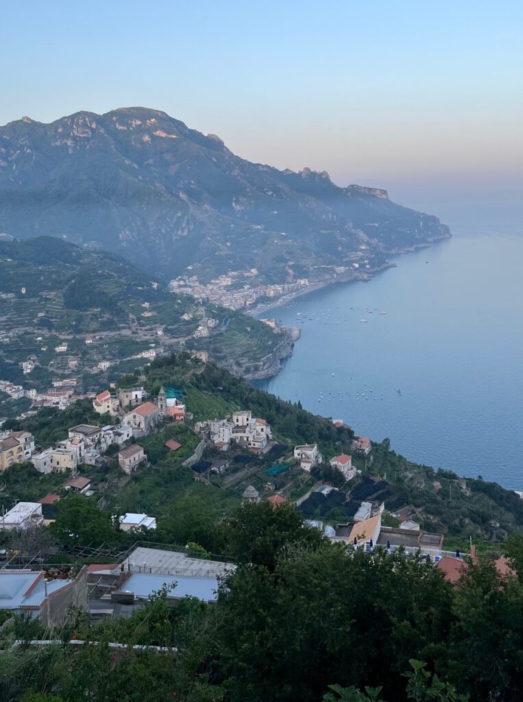 beautiful views of the several homes amongst the hills of Ravello, next to the Sea