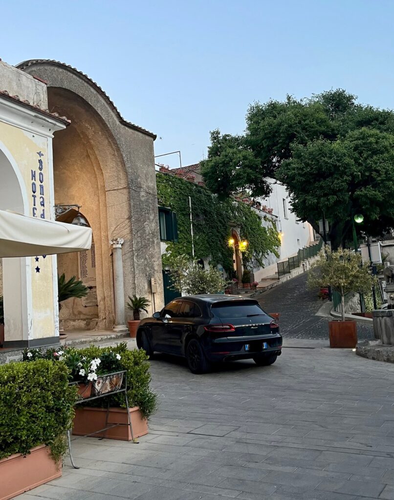 parking area at a large villa in Ravello located on a stunning street