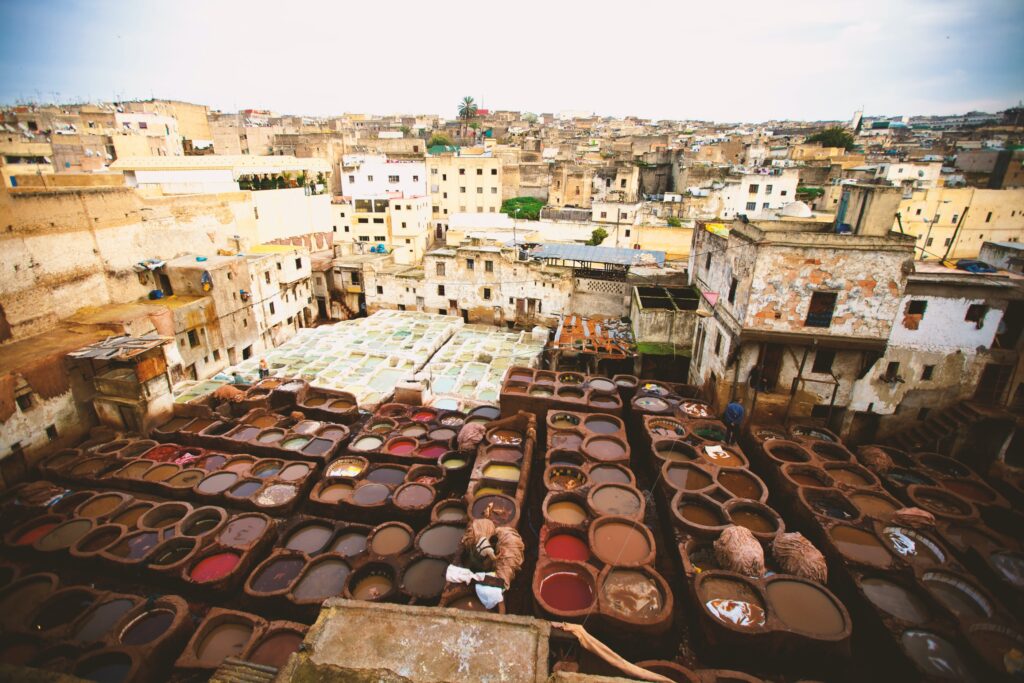 views of the beautiful city of Fes, Morocco from a rooftop