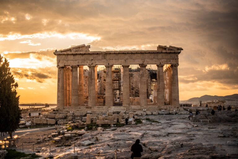 the ancient Parthenon Ruins in Greece, Athens at Sunset, Is Athens expensive to visit?