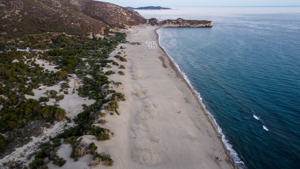 aerial views of Patara Beach, a long extensive beach shoreline  in Kas, Turkey 