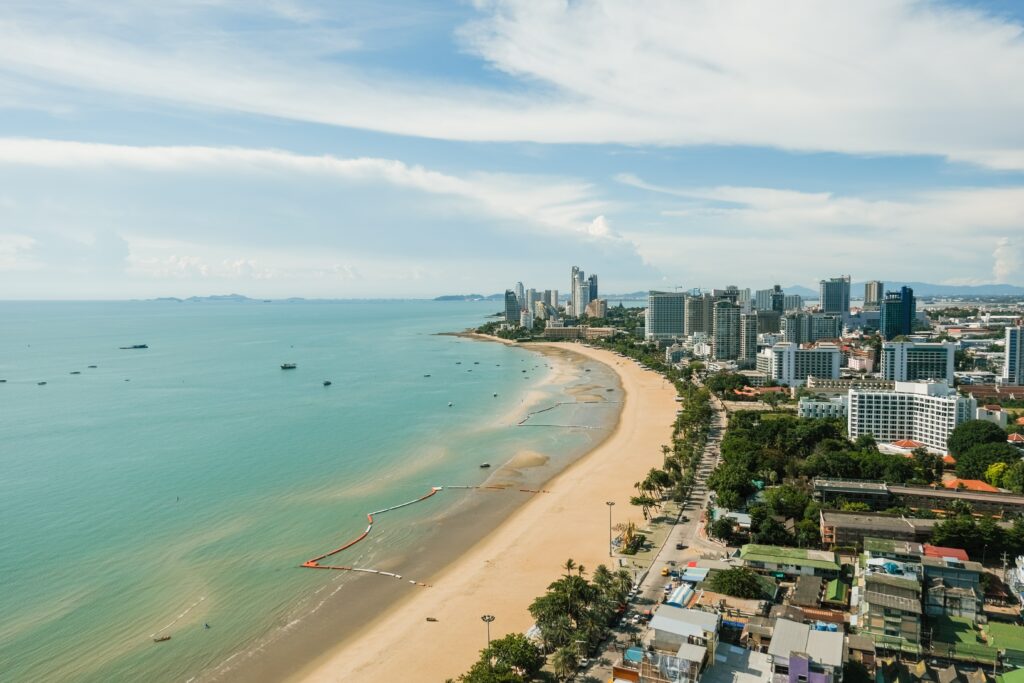 several beach and apartments along the main beach in Pattaya