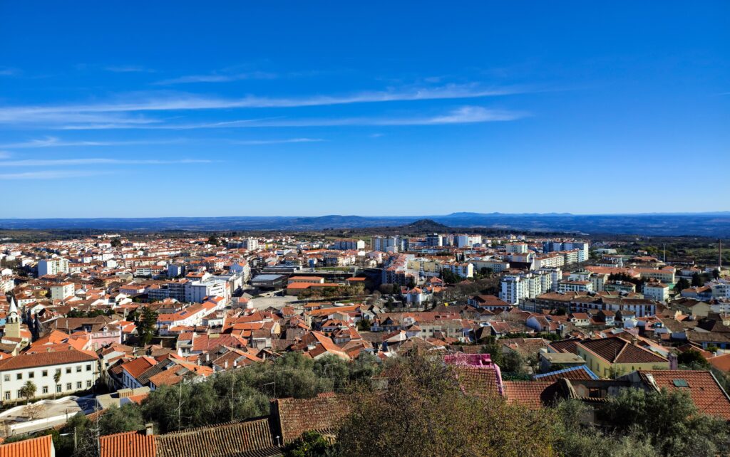 aerial views of many old homes in Castelo Brance, Portugal 