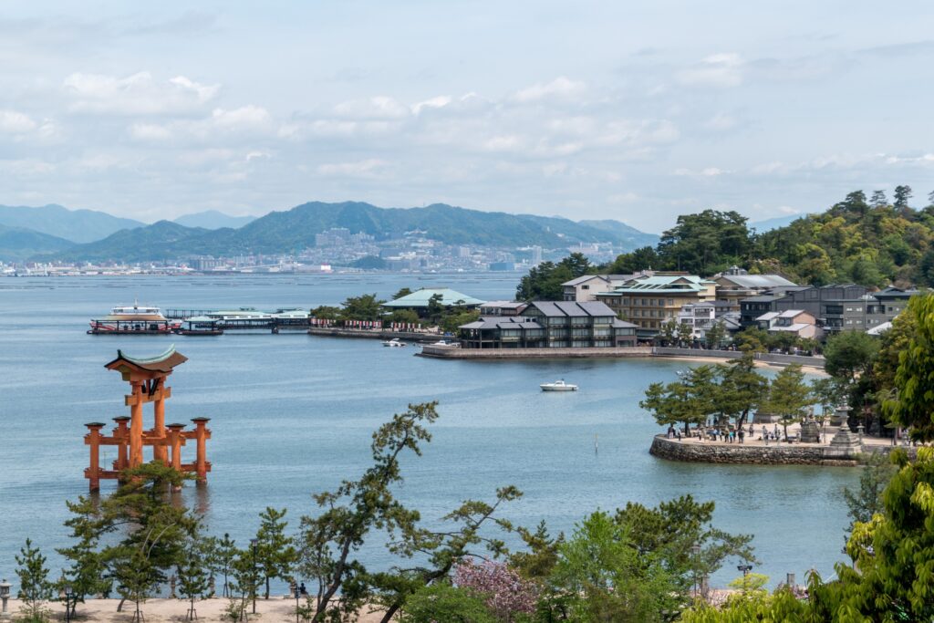 coastline views of Hiroshima city in Japan