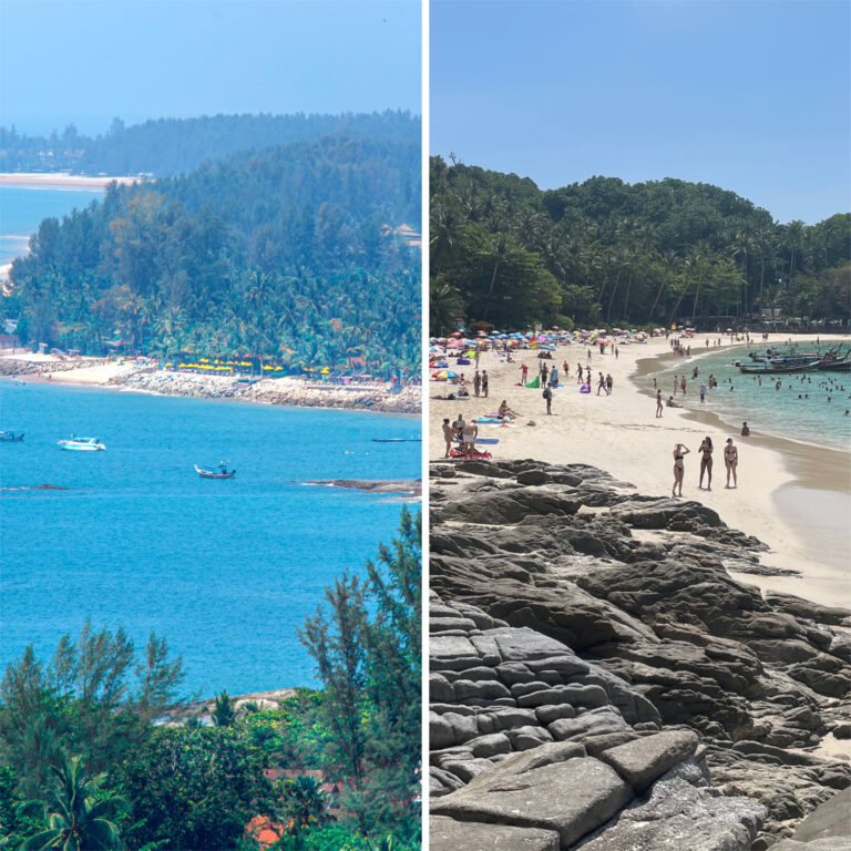 side by side beach comparisons of Khao Lak vs Phuket