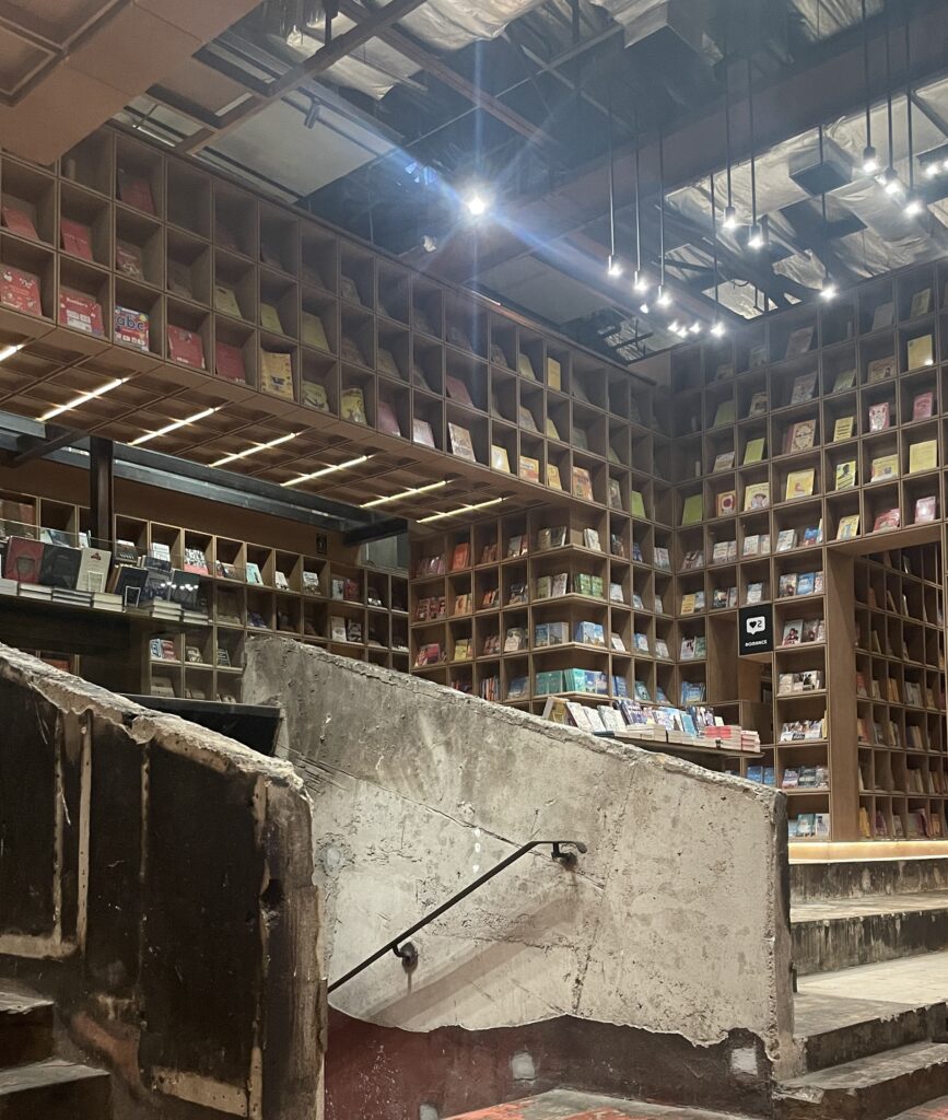 several books on many shelves at the REXKL, a popular cultural center in Chinatown, Kuala Lumpur