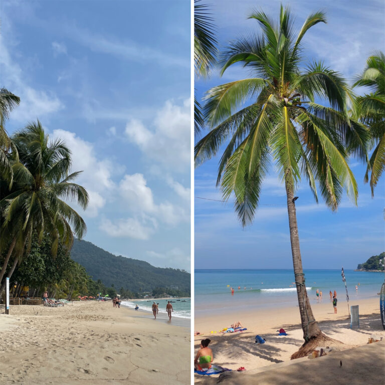 side by side comparison of beaches of Phuket vs Koh Samui