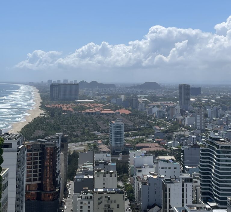 balcony views of the coastline in Da Nang on a sunny day in March / Best time to visit Da Nang