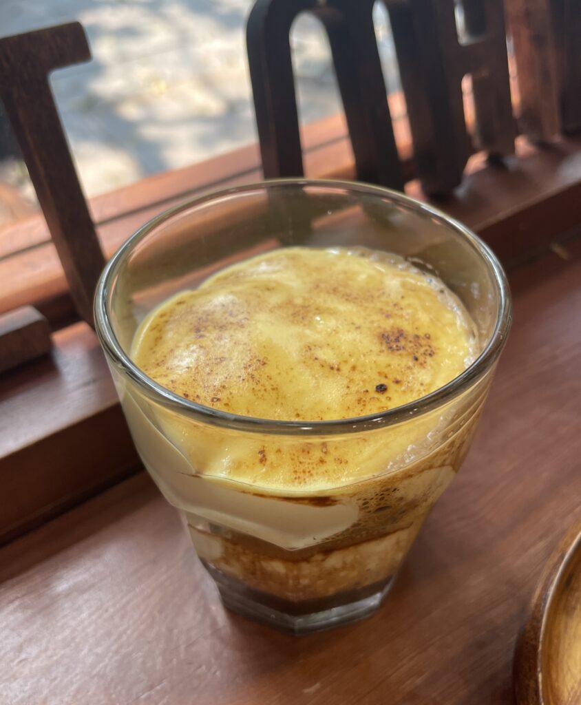 a rich salt egg coffee in Hanoi 