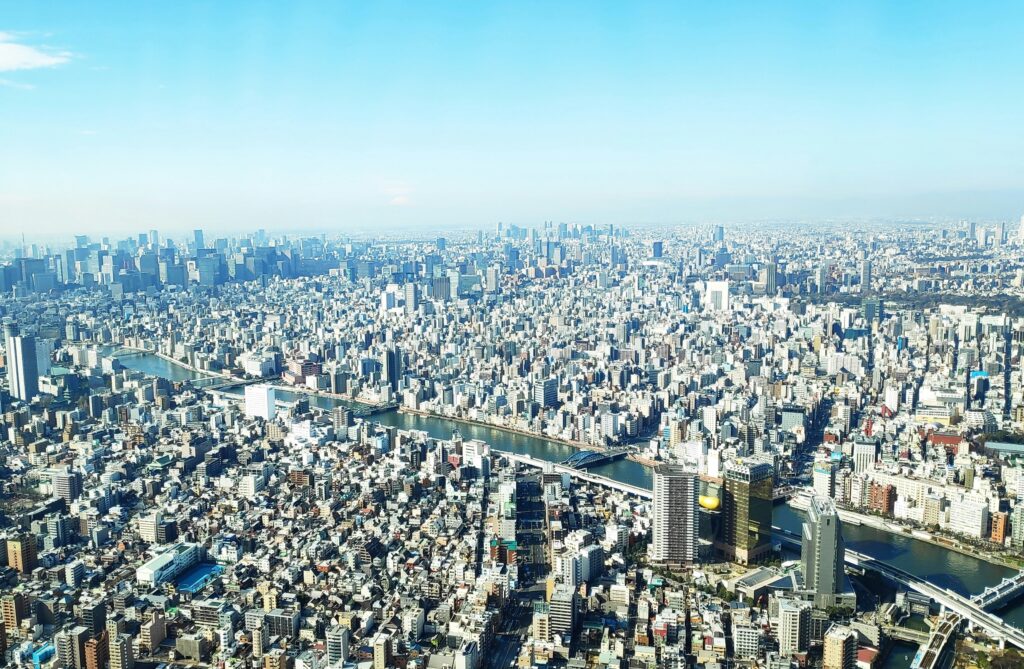 Tokyo Skytree during daytime towering over city buildings in Tokyo