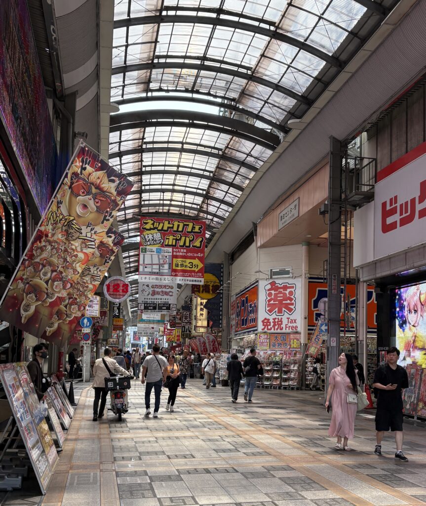 Covered shopping arcade at Tenjinbashisuji in Osaka