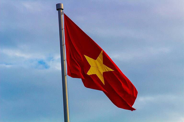 The flag of Vietnam flying high