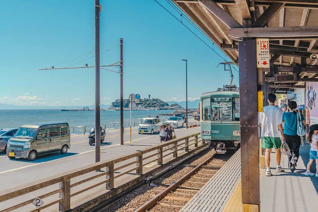 clear day of the coastline in Kamakura, Japan