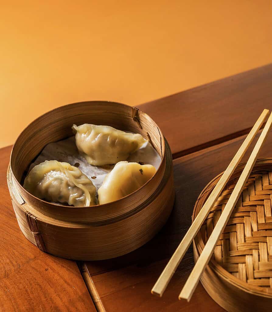 chinese style dumplings being served