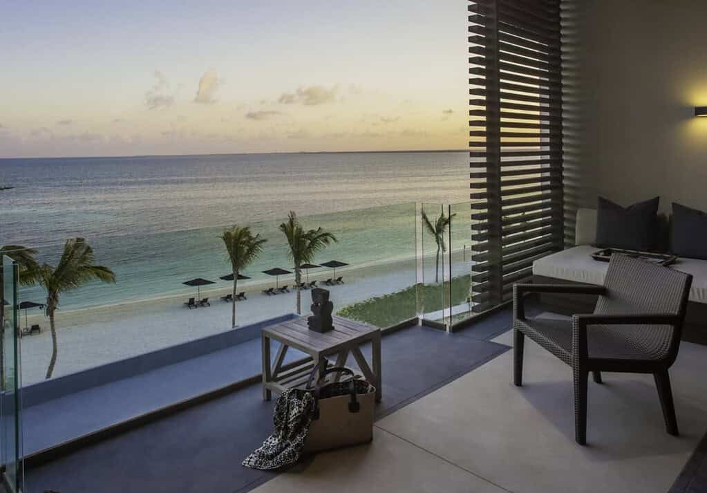 beach views from Nizuc resort in Cancun during the evening time
