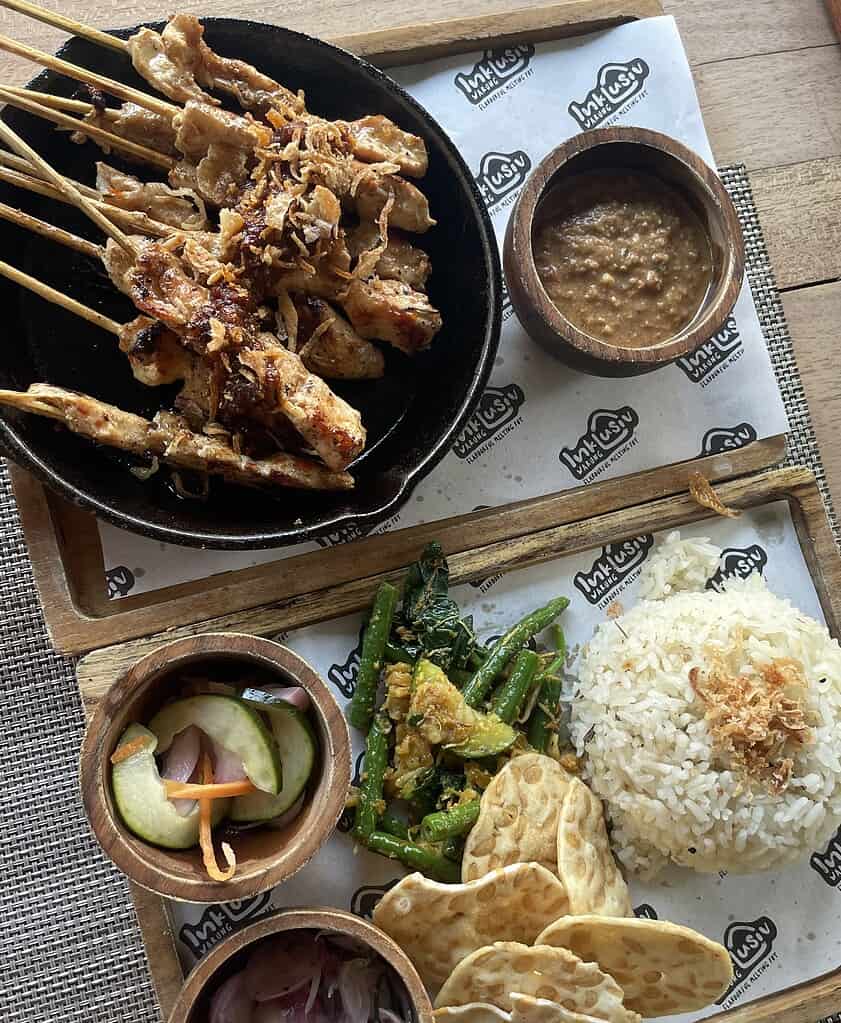 a variety of Balinese food being served